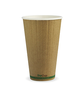 BioPak Coffee Cup Double Wall Green Stripe Kraft 12oz 1000 Per Ctn