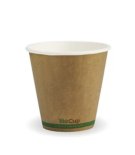 BioPak Coffee Cup Double Wall Kraft Green Stripe 295ml/8oz 1000 Per Ctn