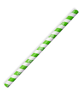 Paper Straw Green Stripe Jumbo 