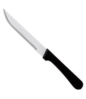 Steak Knife Black Handle Pointed Tip 