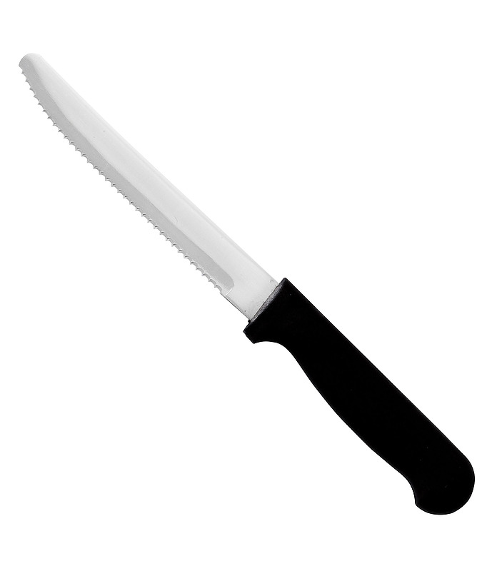 Steak Knife Black Handle Rounded Tip 