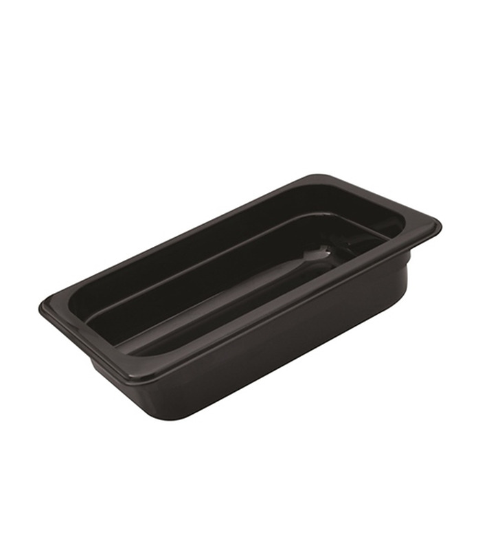 Food Pan Polycarbonate Black 1/3 x 65mm Deep