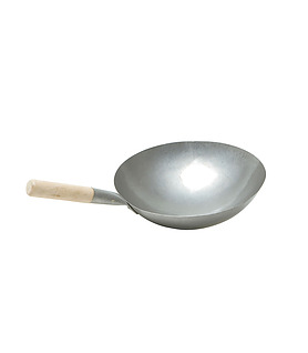 Wok Cast Iron with Wood Handle 350mm