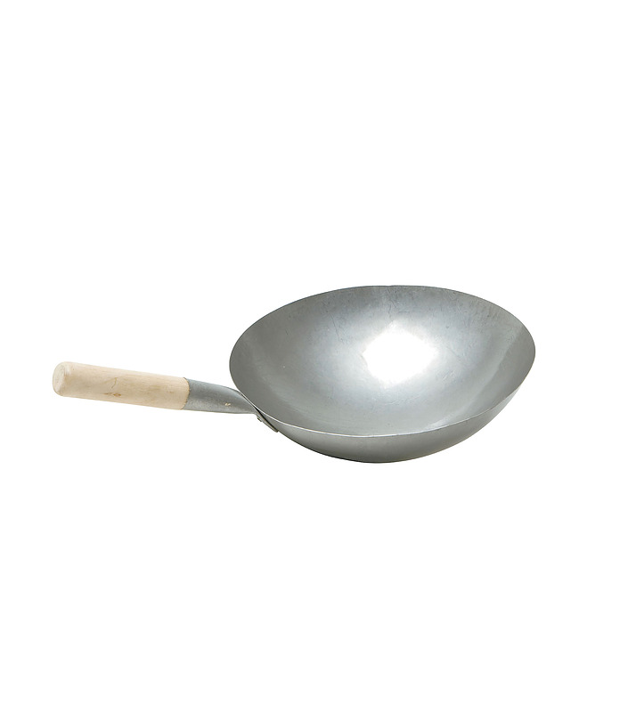 Wok Cast Iron with Wood Handle 350mm