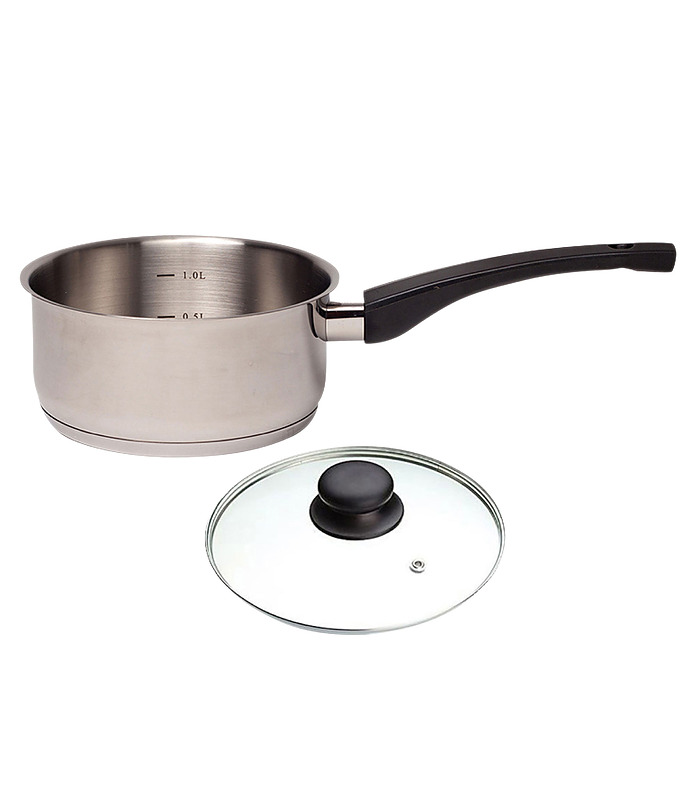 Saucepan Stainless Steel with Glass Lid 1L