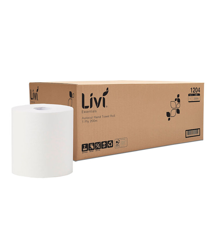 Livi Essentials Roll Towel Auto Cut 1 Ply 200 Mtrs 
