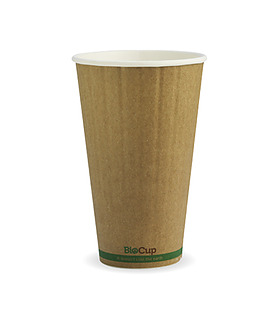BioPak Coffee Cup Double Wall Green Stripe Kraft 12oz 