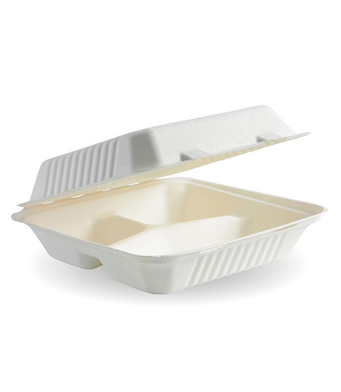 BioCane Clamshell 3 Compartment White 228 x 228 x 76mm