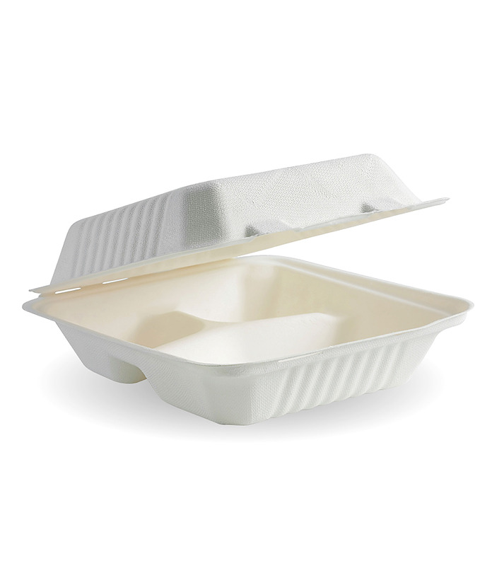 BioCane Clamshell 3 Compartment White 198 x 203 x 76mm