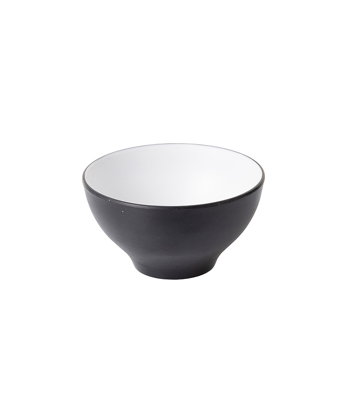 Coucou Melamine Round Noodle Bowl White and Black 110mm
