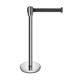 Barrier Stand Stainless Steel with Black Retractable Belt