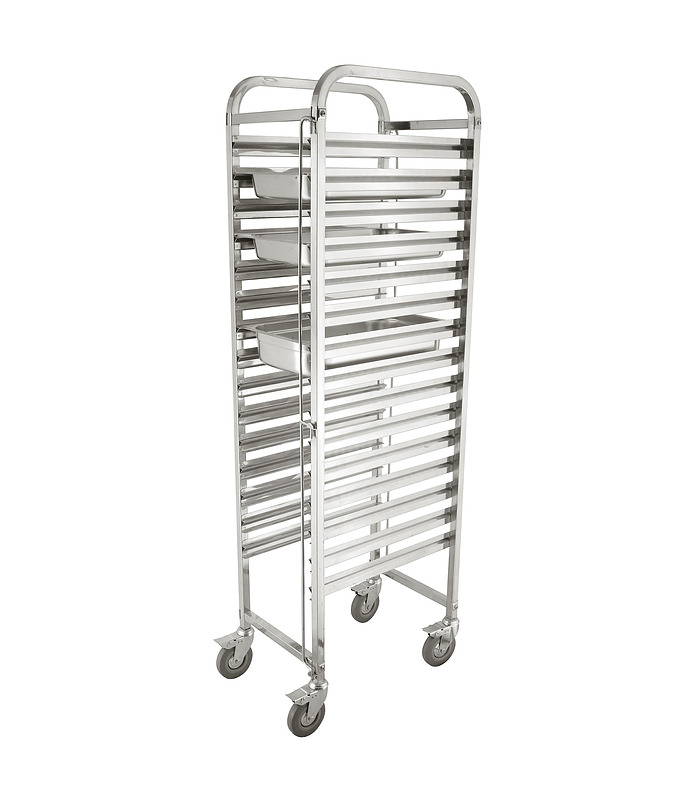Steam Pan Trolley 15 Tier Stainless Steel