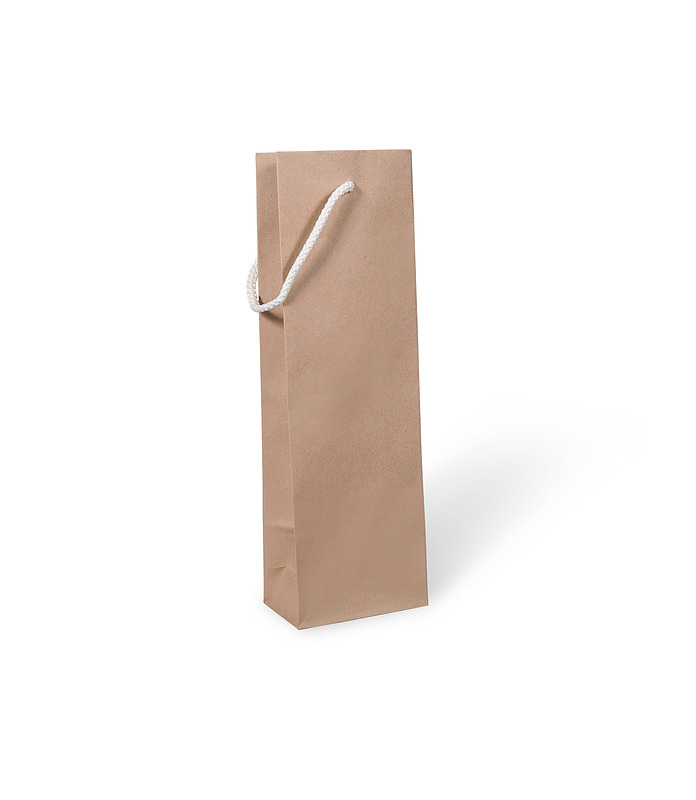 Paper Bag Single Bottle Rope Handle Kraft 350 x 110 x 70mm