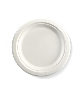 Sugarcane Round Plate White 7" 