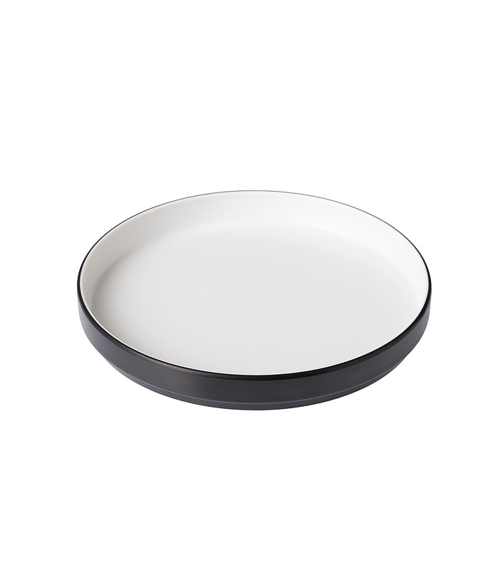 Coucou Melamine Round Edge Plate White and Black 200mm
