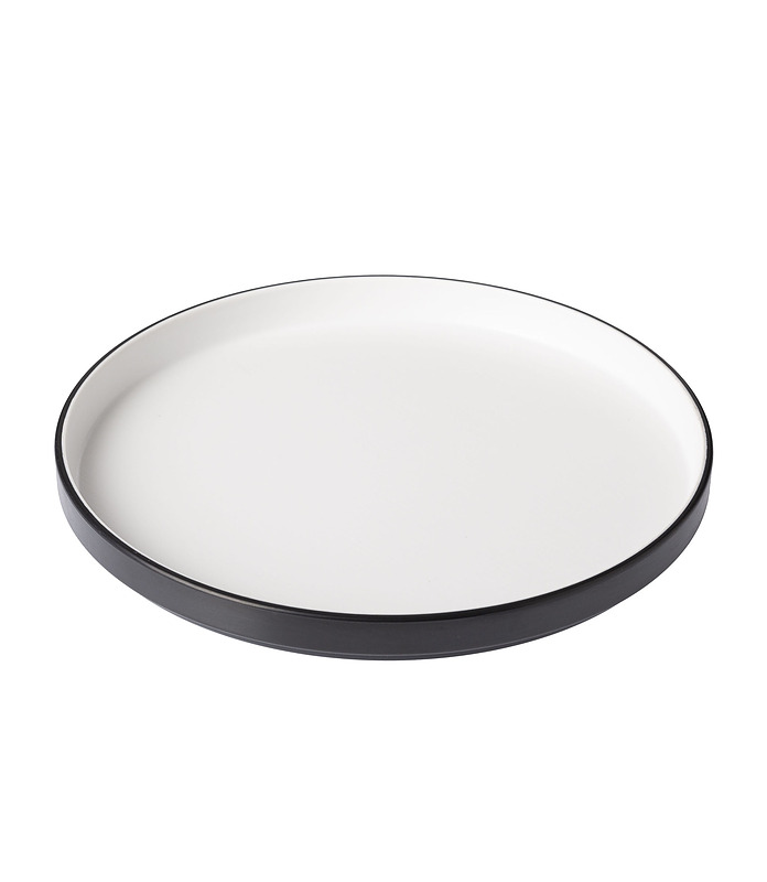 Coucou Melamine Round Edge Plate White and Black 270mm