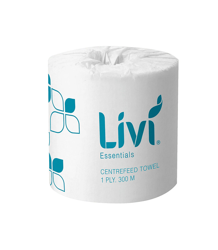 Livi Essentials White Centrefeed 1ply 300 Mtrs 