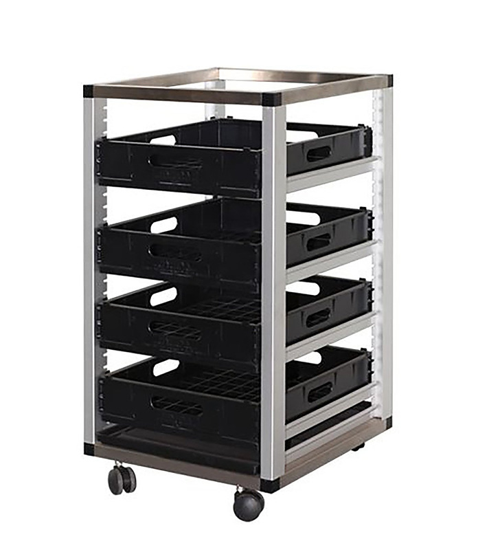 Mantova Glass 4 Basket Single Tier Trolley 425 x 490 x 830mm Mantova Glass 4 Basket Single Tier Trolley 425 x 490 x 830mm