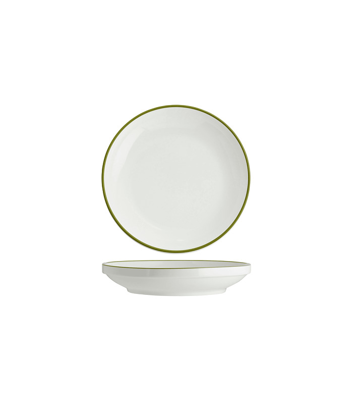 Core Round Bowl Walled Lip Olive Green Rim 230mm (4)