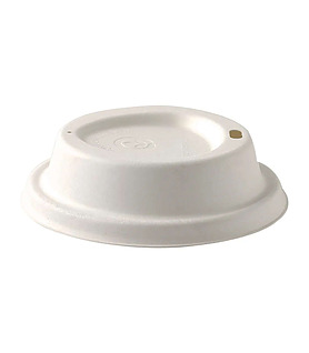 Greentrail Pulp Coffee Cup Lid Compostable White 90mm